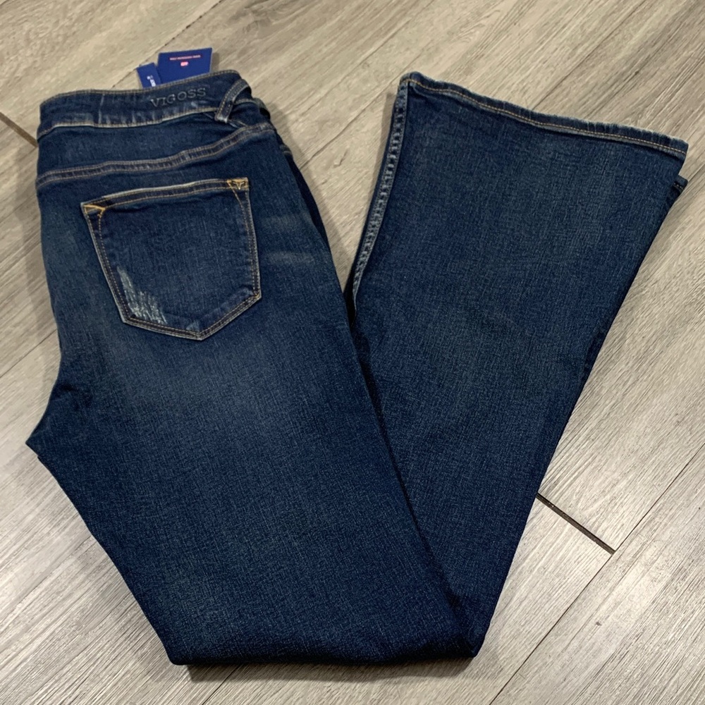Vigoss The Jagger Flare Dark Wash Distressed Jeans NWT size‎ 31